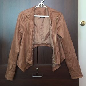Women’s Tan Faux-leather Jacket (S)